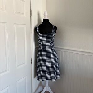 J Crew Gingham Navy & White Tank Mid Length Checkered Dress
